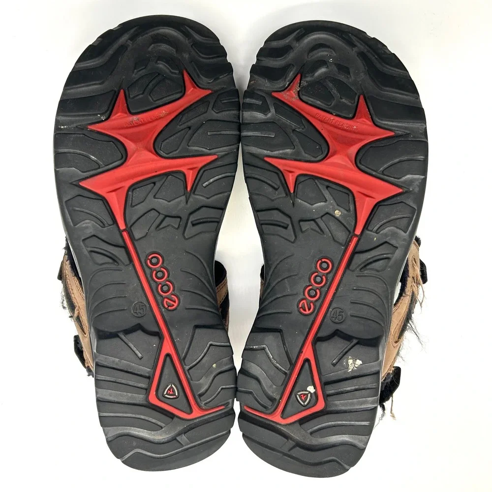 ECCO Yucatan Sport Sandals Mens 45 Brown Leather Hiking Walking Receptor Strappy